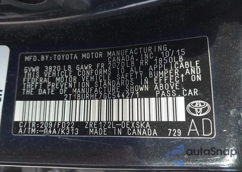 2016 Toyota Corolla S Plus z USA, uszkodzony, nr VIN 2T1BURHE7GC544271